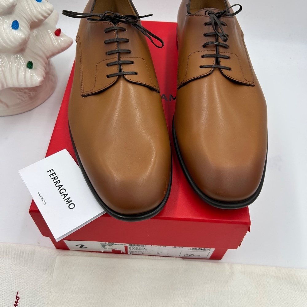 Men, Salvatore, Ferragamo, plain toe, Derby shoes, calf  leather size 12 Italy - Picture 4 of 10